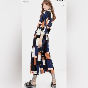 Monki printed jumpsuit with abstract pattern (lips and eyes) XL